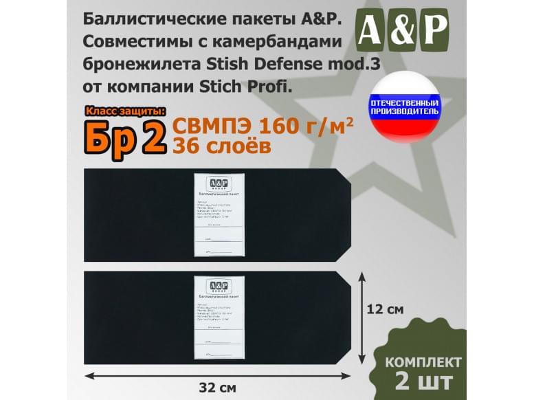 Баллистические пакеты в камербанды бронежилета Stich Defense mod.3 от Stich Profi. 32x12 см. Класс защитной структуры Бр 2.