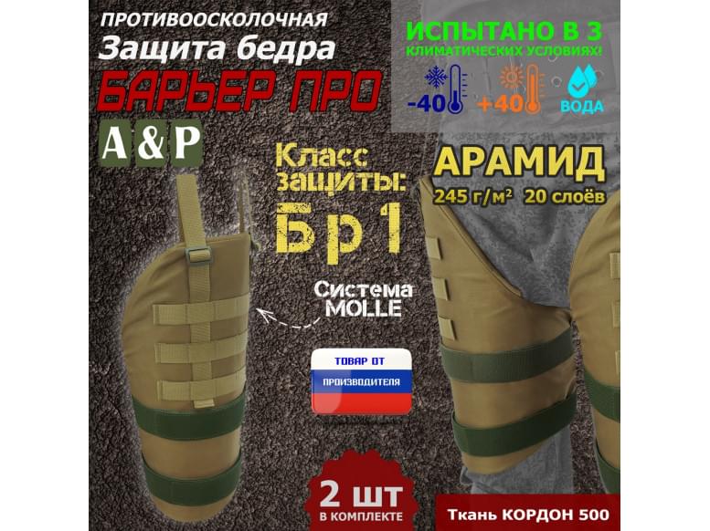Защита бедра "Барьер ПРО" противоосколочная. Арамид (кевлар). Класс защиты Бр 1. 